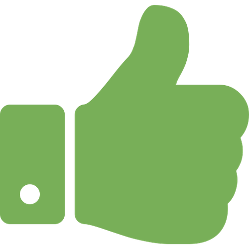 A white background with a green thumbs up icon representing cosmetic dentistry.