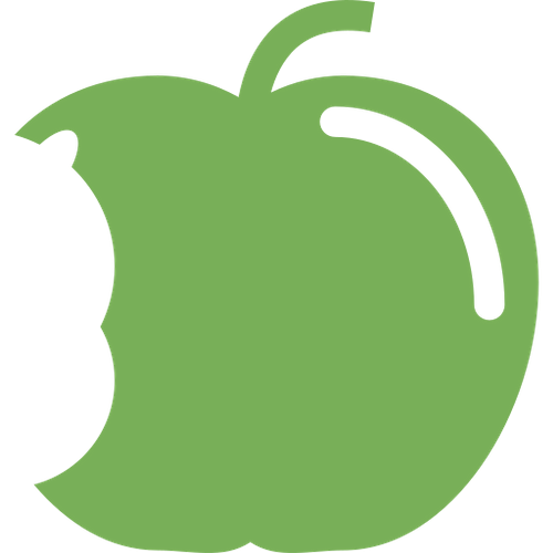 A green apple illustrating periodontal health with a bite out of it.