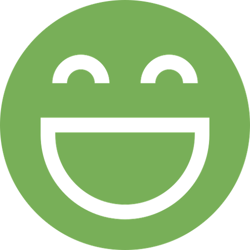 A green smiley face icon representing orthodontics on a white background.