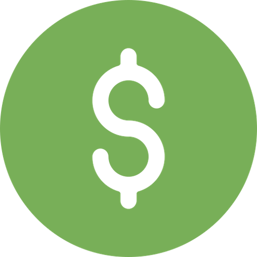 A dollar sign icon on a white background.