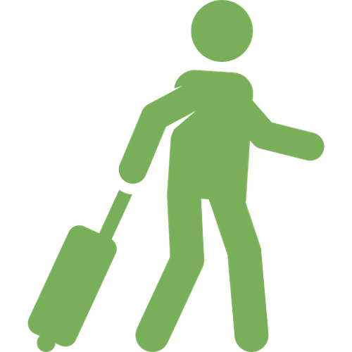 A man with a suitcase visiting the clinic.
