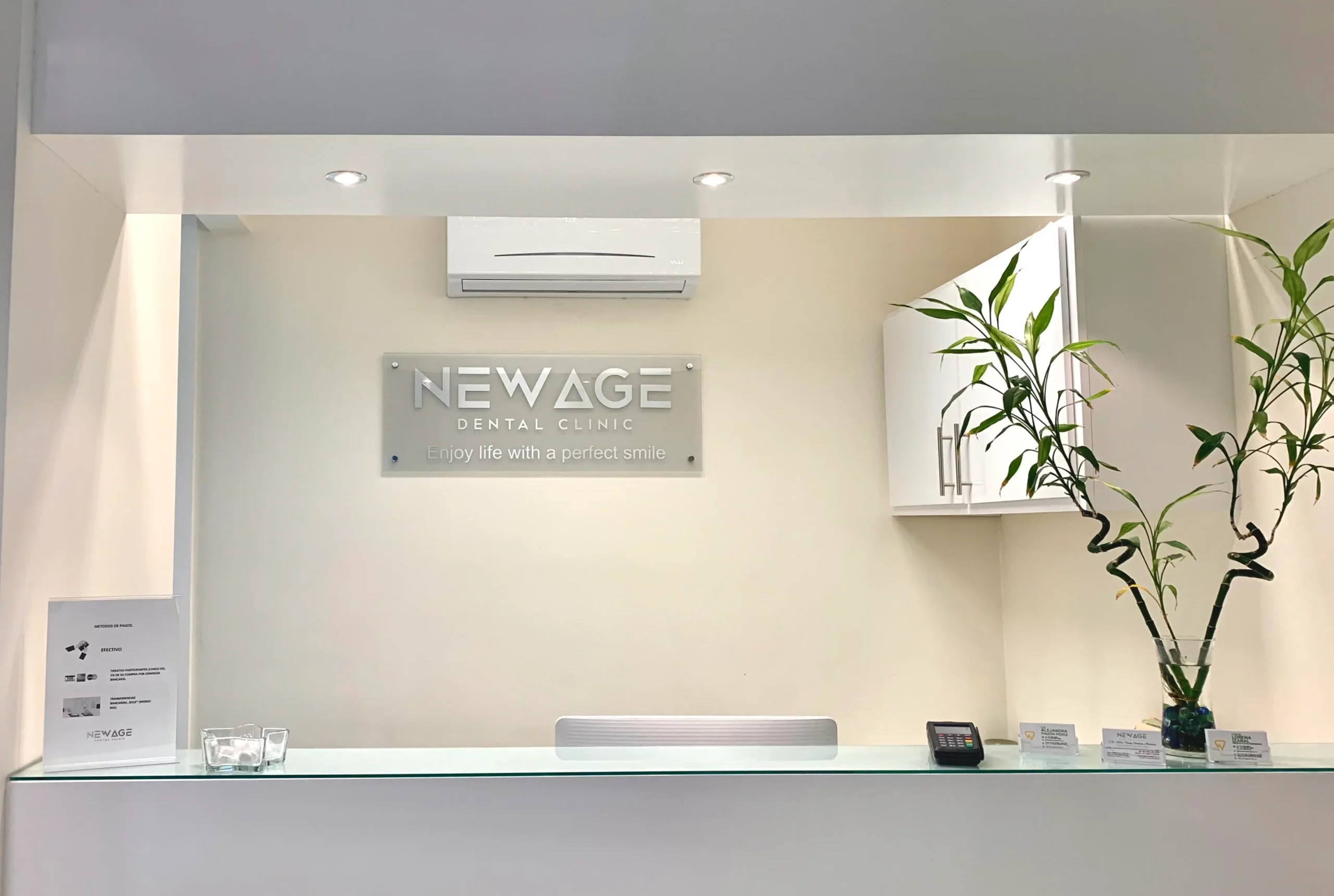 Looking for a dentist in TJ that takes US Insurance? Check out the reception area with a newage sign.